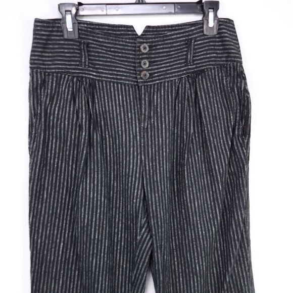 Sundance Amelia Linen Blend Pinstripe Black Trouser Pants Size 8 Pleated - Picture 14 of 16